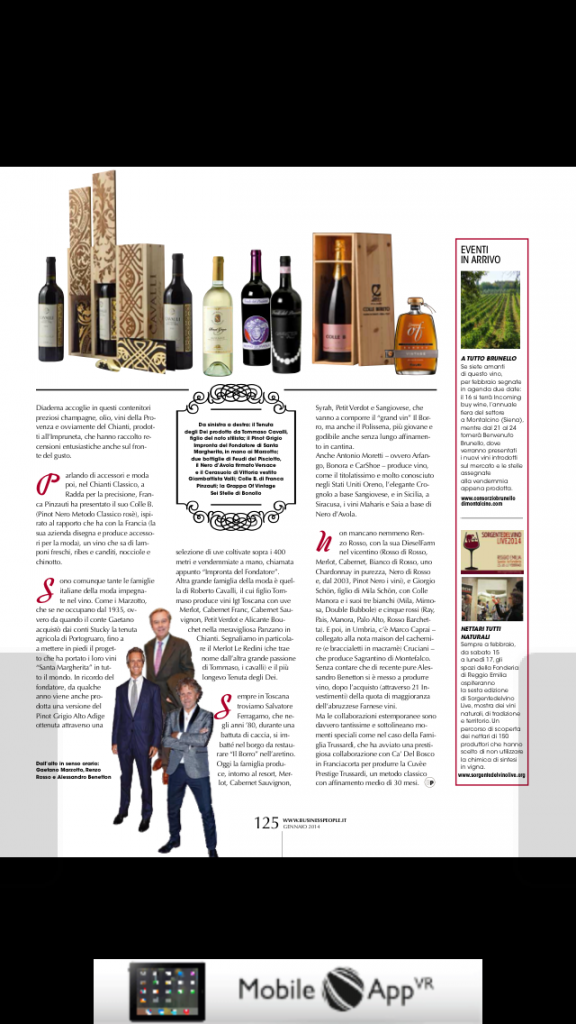 bottiglie in passerella Business people gennaio 2014 pag 125