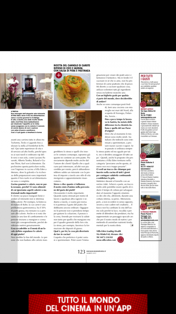 light gourmet alois aufderklamm villa eden business people marzo 2015 pag 123