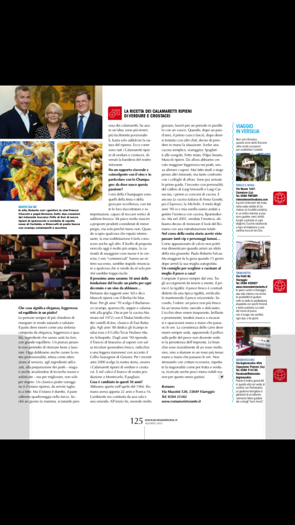 leggerezza nel piatto romano viareggio business people pag 125 agosto 2015.jpg