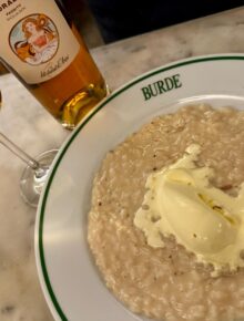 Zibibbo passito Curatolo e Risotto al Formaggio con gelato allo zafferano